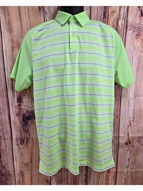 Under Armour HeatGear Green Striped Polo Medium
